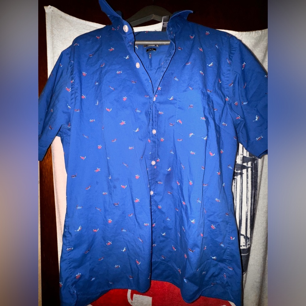 Turtle Pattern Button Down Shirt - image 1